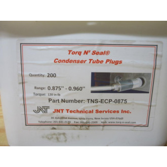 Torq N Seal TNS-ECP-0875 JNT Condenser Tube Plug TNSECP0875 (Pack of 122) - New No Box