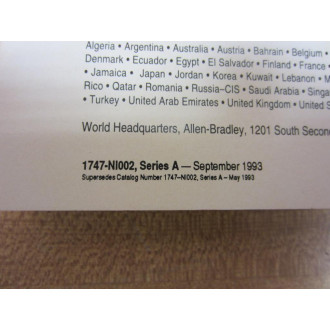 Allen Bradley 1742-NI002 Installation And Operation Manual - New No Box