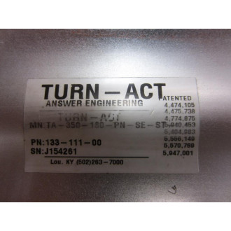 Turn-Act 133-111-00 Actuator  13311100 - Used