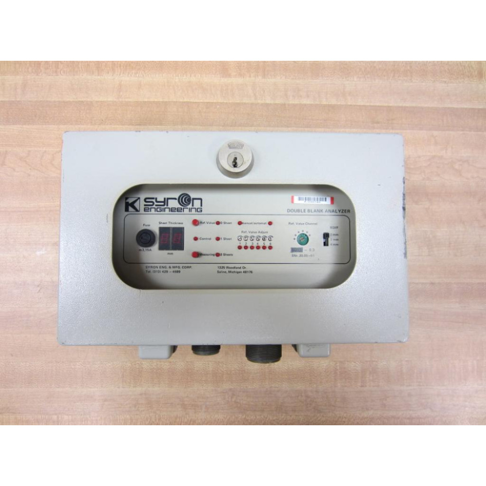 Syron KL8-24VDC KL8-24Vdc KL824Vdc Double Blank Analyzer Missing Glass BDIG-9.3 - Used