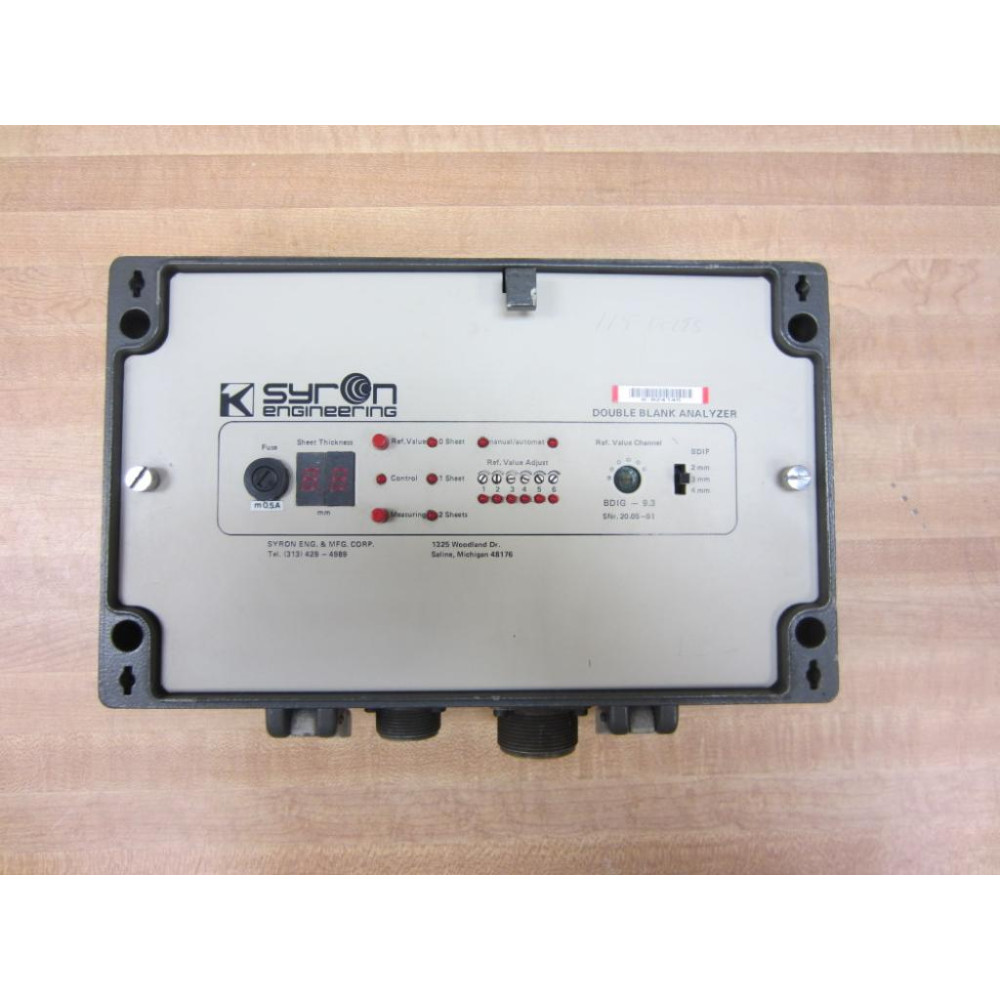 Syron KL8-24VDC KL8-24Vdc KL824Vdc Double Blank Analyzer Missing Cover BDIG-9.3 - Used