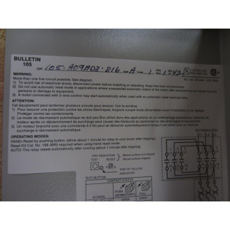 Allen Bradley 105-A09AD3-B16 Reversing Starter Series A