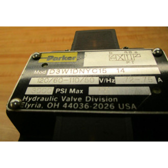 Parker D3W1DNYC15 14 Solenoid Valve  D3W1DNYC1514 - New No Box
