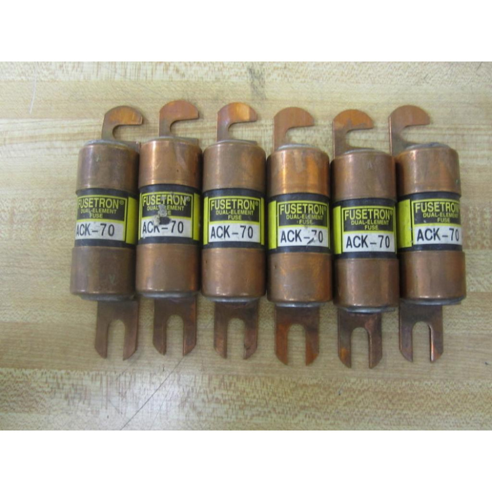Bussmann ACK-70 Fusetron Fuse 70 Amp Pack Of 6 - New No Box