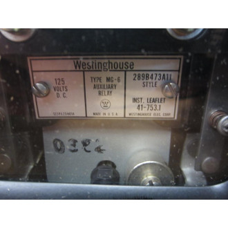Westinghouse 289B473A11 Auxiliary Relay MG-6 - New No Box