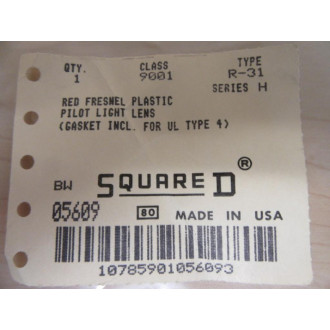 Square D 9001-R31 Red Lens 9001R31 No Gaskets