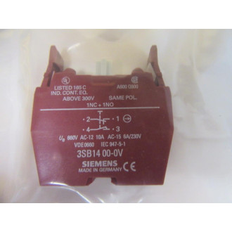 Siemens 3SB1400-0V Contact Block 3SB14000V