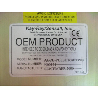Kay-RaySensall ACCU-PULSE Positioner - Used