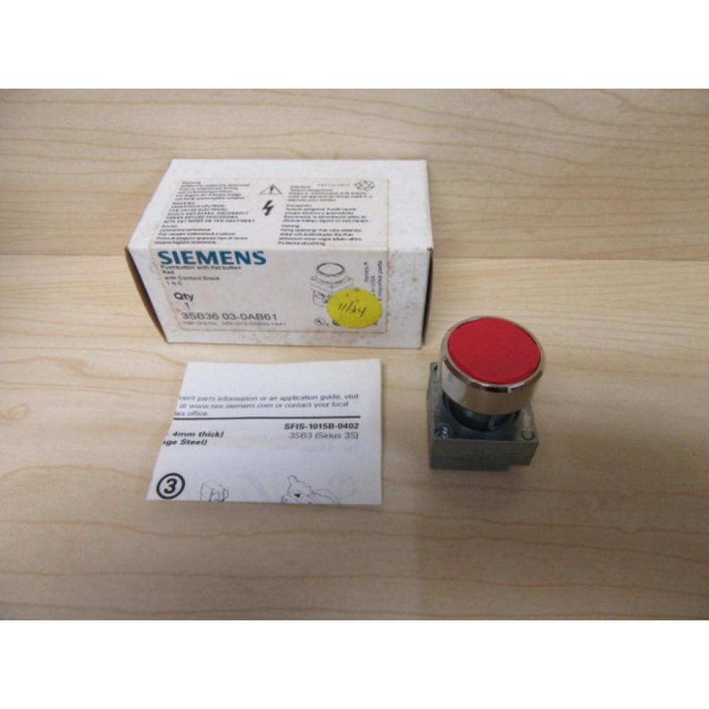 Siemens 3SB3 603-0AB61 Red 3SB36030AB61 wBase & Clip