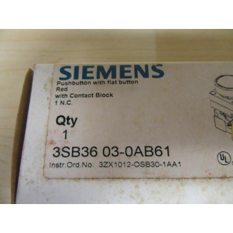 Siemens 3SB3 603-0AB61 Red 3SB36030AB61 wBase & Clip