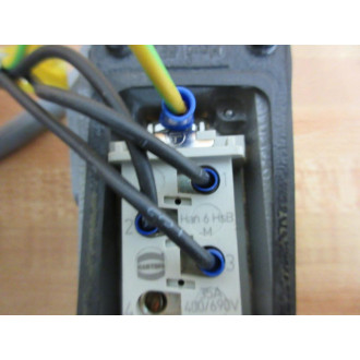 Harting Han 6 HSB-M Male Insert Connector Han6HSBM With Wiring - Used