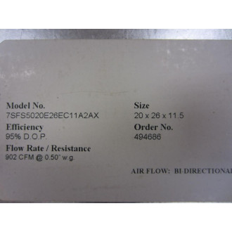 7SFS5020E26EC11A2AX Filter 20 X 26 X 11.5