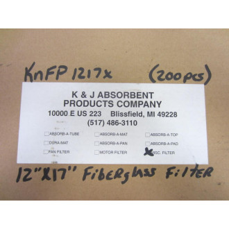 K And J Absorbent KNFP1217X Filter Elements (Pack of 200)
