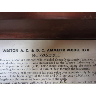 Weston 10559 Vintage Amp Meter Missing Face Range 39088 - Used