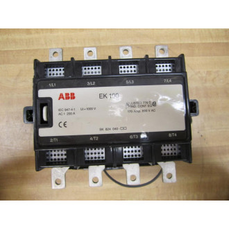 ABB EK 100 Contactor 170Amp. 600Vac EK 100C4P-*L - Used