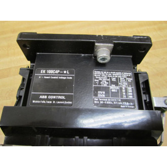 ABB EK 100 Contactor 170Amp. 600Vac EK 100C4P-*L - Used