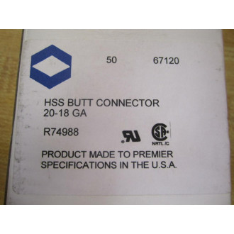 R74988 HSS Butt Connector 67120 20-18 GA - New No Box