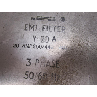 Sae Y 20 A Y20A EMI Filter 20Amp 250440Vac 3 Phase 5060Hz - Used