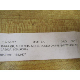 Allis Chalmers ELNSG027 Pack Of 2 Barriers On NS Switchgear - New No Box