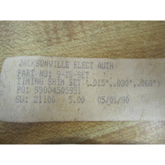 Jacksonville Elect 9-TS-SET Shim Set (.015' .030' .060') - New No Box