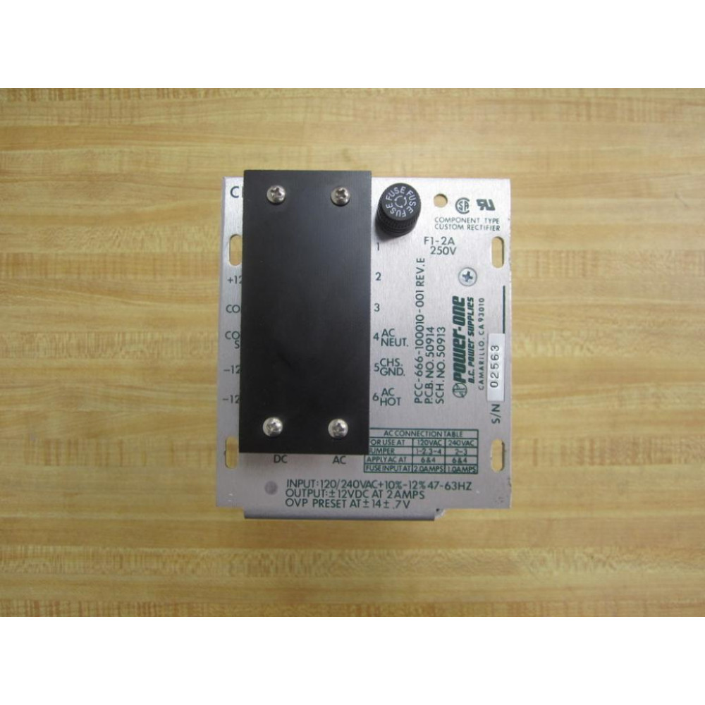 Power One CP296A Power Supply PCC-666-100010-001 Rev E 50914 50913 - Used