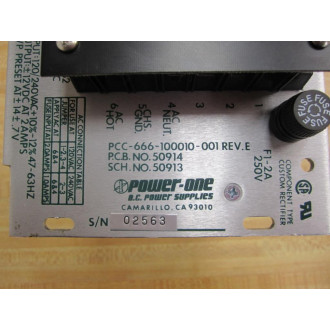 Power One CP296A Power Supply PCC-666-100010-001 Rev E 50914 50913 - Used