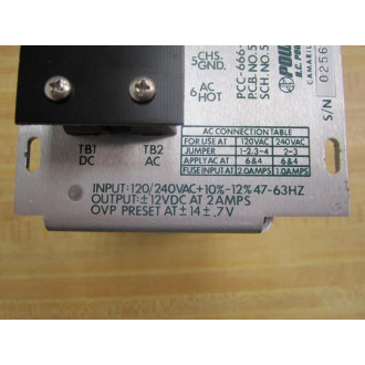 Power One CP296A Power Supply PCC-666-100010-001 Rev E 50914 50913 - Used