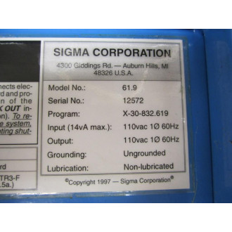 Sigma 61.9 Enclosure 619 - Used
