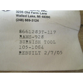 Roll A Matic 8661283T-117 Rebuilt Burnish Tool - Refurbished