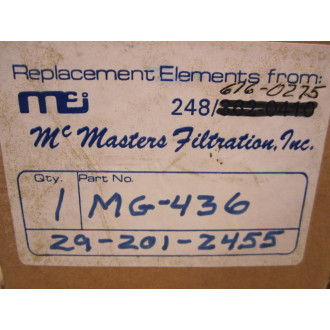 Mc Masters Filtration MG-436 Filter Element MG436