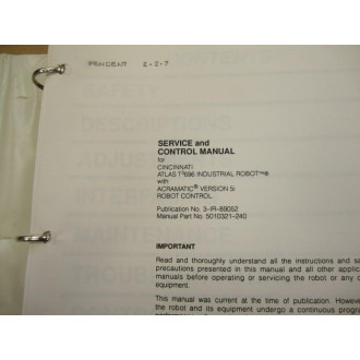 Cincinnati Electrosystems 5010321-240 Service Manual 5010321240 - Used