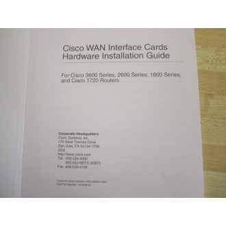 Cisco 78-5046-02 Installtion Guide 78504602 - Used