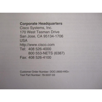 Cisco 78-5037-03 Installation Guide 78503703 - Used