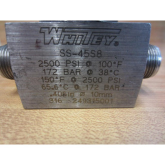 Whitey SS-45S8 Swagelok Ball Valve SS45S8 - Used