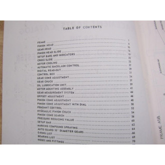 Gleason Works 513 Replacement Parts Catalog - Used