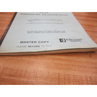 Gleason Works 513 Replacement Parts Catalog - Used