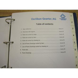 Oerlikon L22L50 Mechanical Parts Manual L22L50 - Used