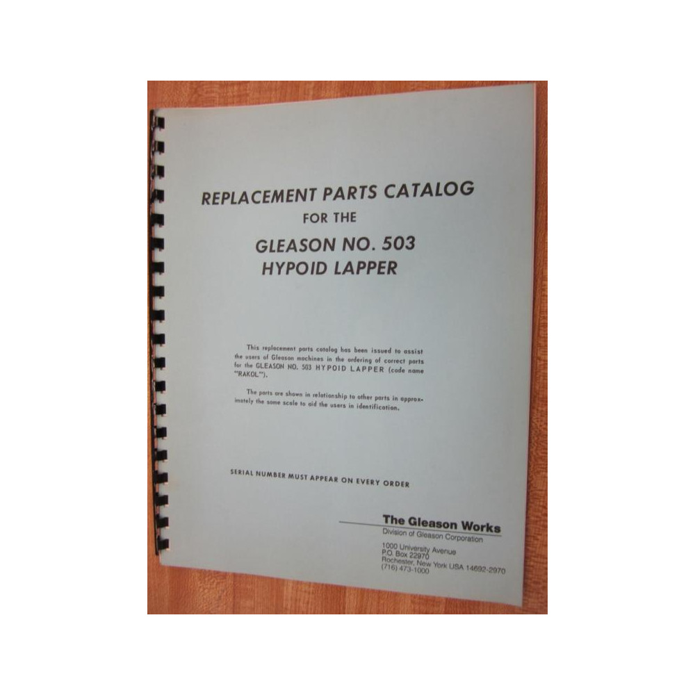 Gleason 503 Hypoid Lapper Parts Manual - Used