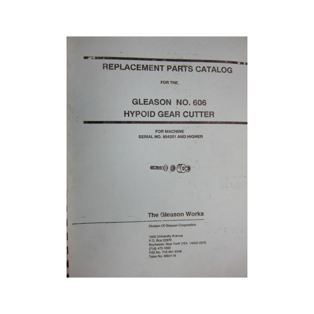 Gleason 606 Hypoid Gear Cutter Parts Manual - Used