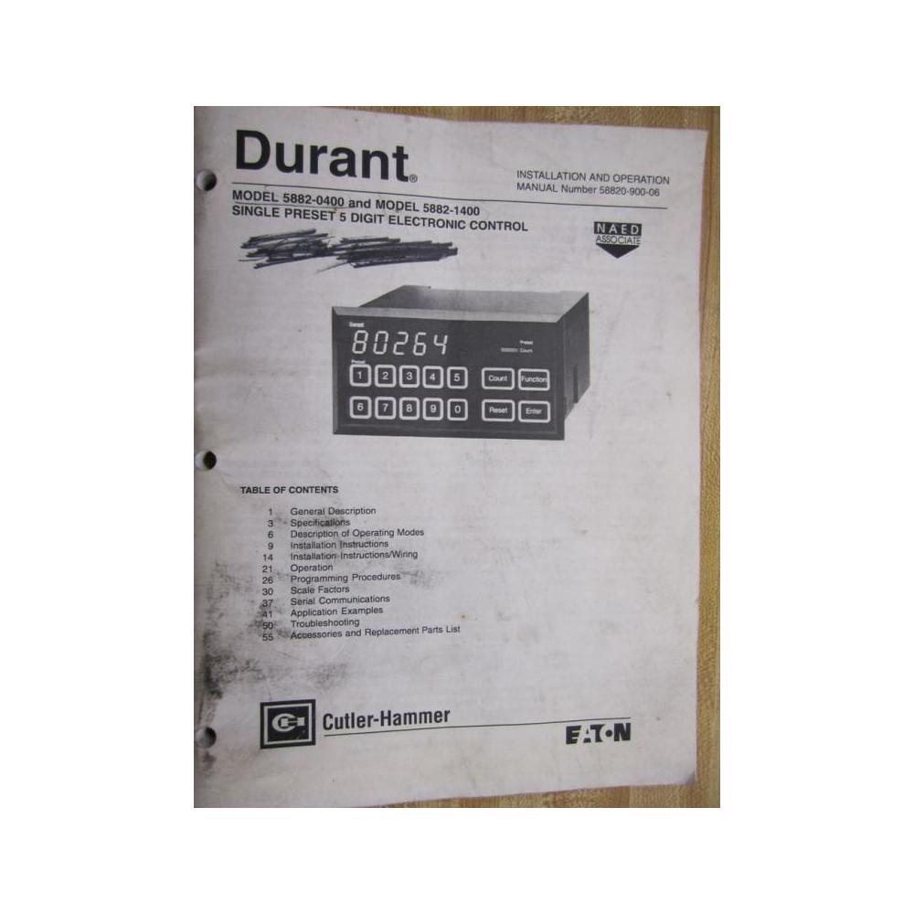 Durant 58820-900-06 Manual - Used