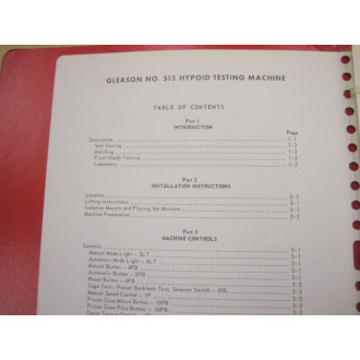 Gleason 513 Hypoid Tester Operating Manual - Used