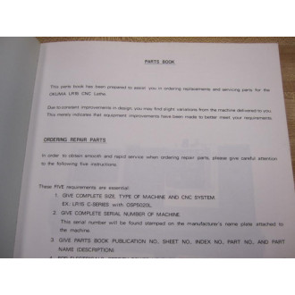 Okuma LR 15 LR15 C-Series Parts Manual - Used