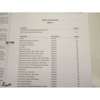 Gleason Works 600HTT Repair Parts Manual - Used