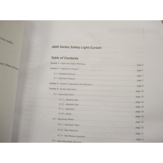 STI 4600 STI Series Safety Light Curtains Manual - Used