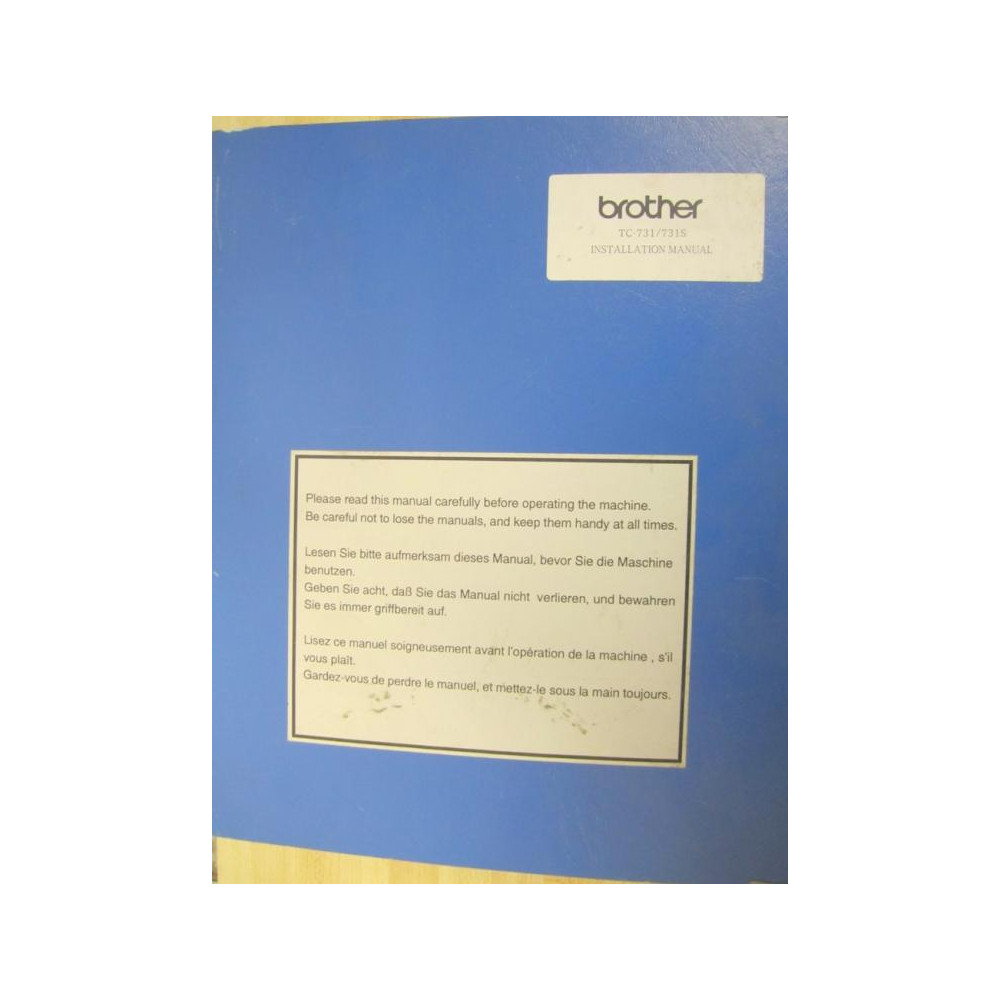 Brother TC-731731S Installation Manual TC731731S - Used