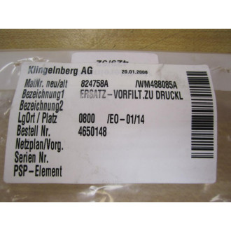Klingelnberg AG 824758A Filter WM488085A