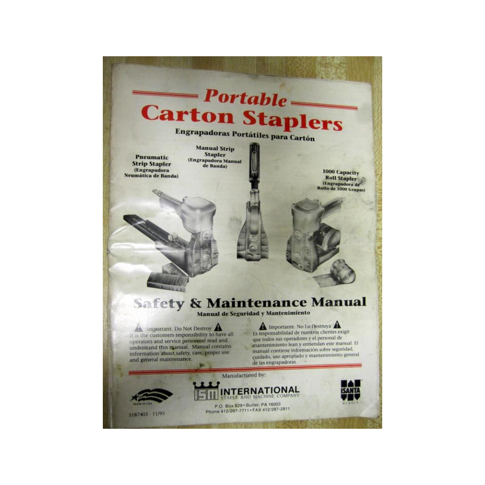 ISM 5187403- 1195 Maintenance Manual 51874031195 - Used