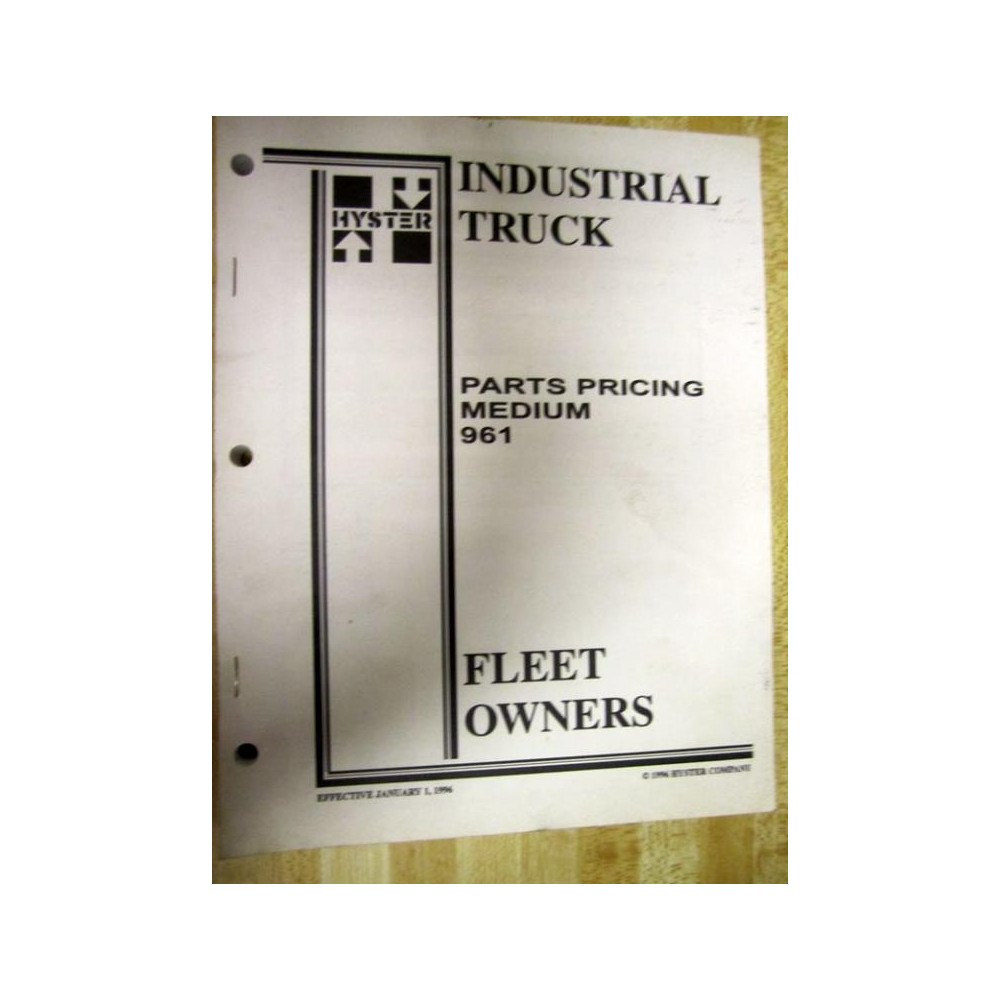 Hyster 961 Parts Pricing Manual Hy-961 - Used