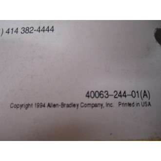 Allen Bradley 40063-244-01 SLC500 Operation Manual - Used