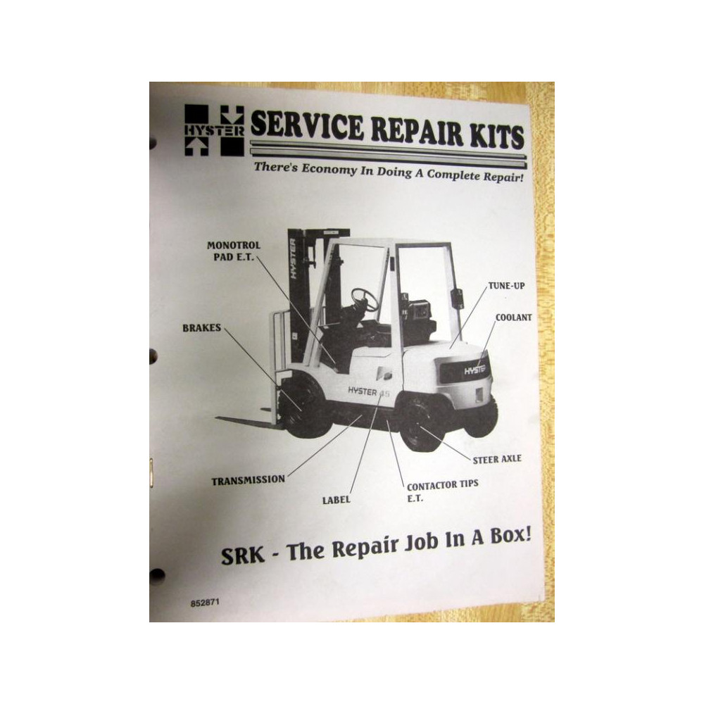 Hyster 852871 Service Repair Kits Catalog Hy-852871 - Used